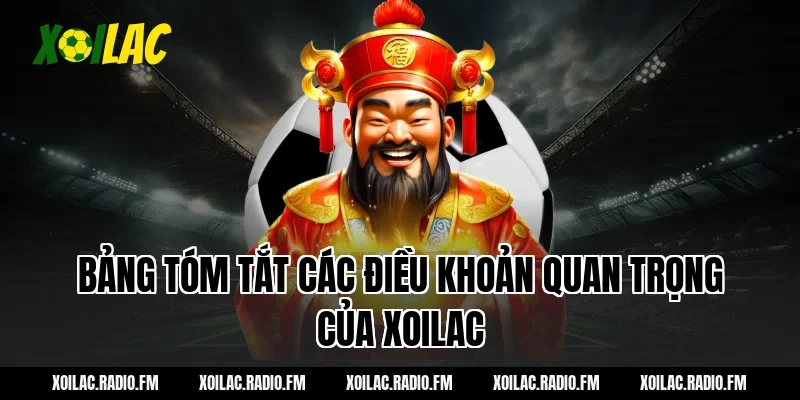 Bảng tóm tắt các điều khoản quan trọng của Xoilac